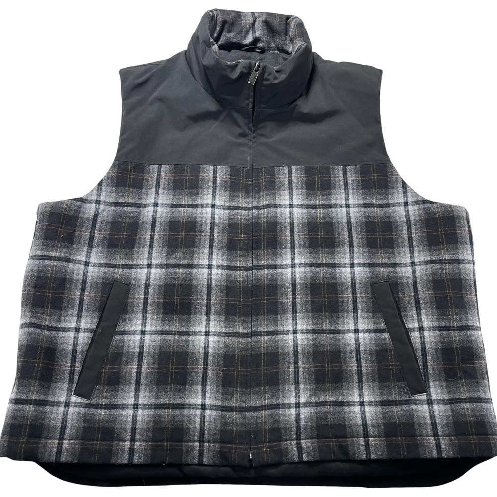 Pendleton Vest Mens 2XL Gray Plaid Wool Flannel Insulated Full Zip Outdoor